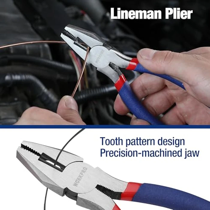 7-piece WORKPRO Pliers Set with Groove Joint, Long Nose, Slip Joint, Linesman, and Diagonal Pliers for DIY & Home Use by WORKPRO - Image 5