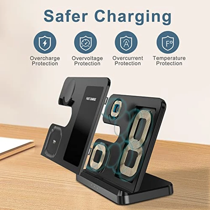 Upgraded 3 in 1 Wireless Charging Station for Samsung Compatible with Samsung S22 S21 S20 Note20 Z Flip 4/3 Z Fold Galaxy Buds Galaxy Watch iPhone 14/13/12/SE/11/XR/8 Adapter is Included by Ankilo - Image 3