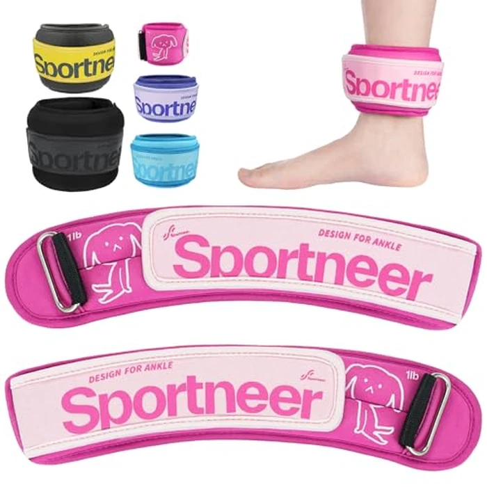 Sportneer Ankle Weights 0.5/1/2/3/5 LBS 1 Pair Wrist Leg Arm Weights for Women Men Kids Child with Adjustable Straps, Strength Weighted for Jogging Running Walking Fitness Gym Workout (Pink, l lb x 2) by Sportneer - Used - Very Good condition