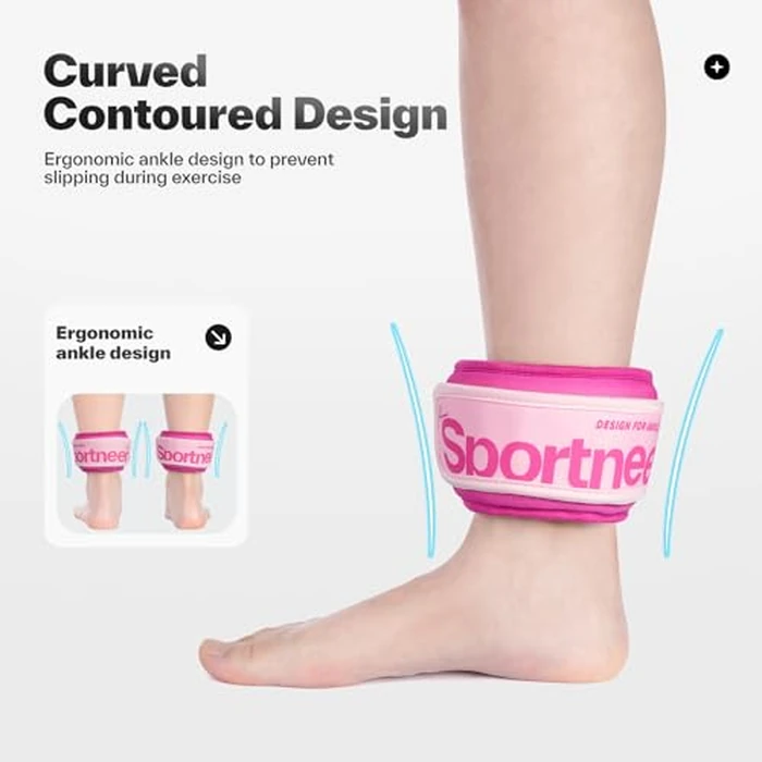 Sportneer Ankle Weights 0.5/1/2/3/5 LBS 1 Pair Wrist Leg Arm Weights for Women Men Kids Child with Adjustable Straps, Strength Weighted for Jogging Running Walking Fitness Gym Workout (Pink, l lb x 2) by Sportneer - Image 2
