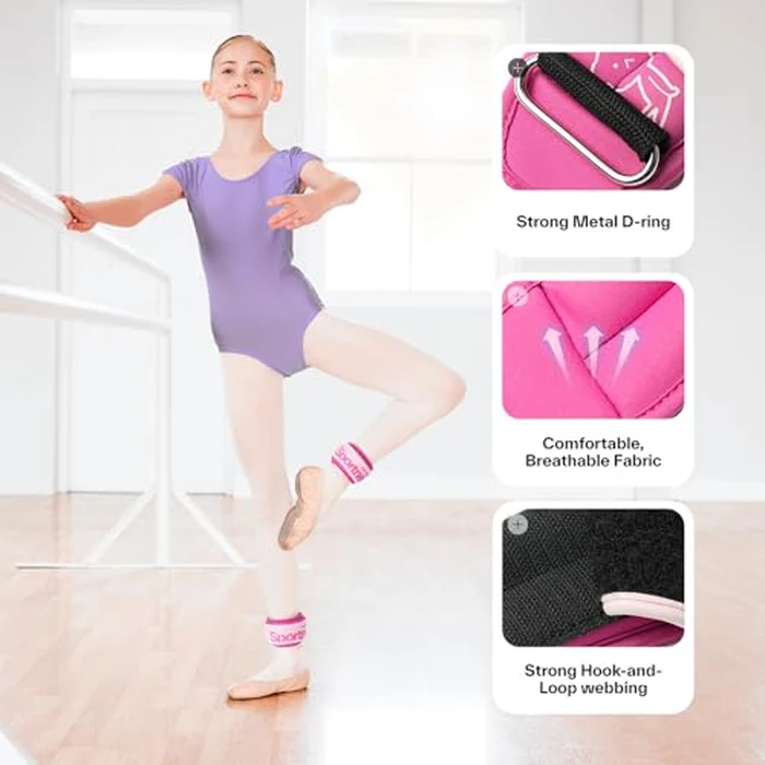 Sportneer Ankle Weights 0.5/1/2/3/5 LBS 1 Pair Wrist Leg Arm Weights for Women Men Kids Child with Adjustable Straps, Strength Weighted for Jogging Running Walking Fitness Gym Workout (Pink, l lb x 2) by Sportneer - Image 5