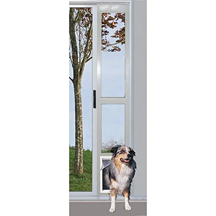 IDEAL PET PRODUCTS Since 1979 Ideal Pet Modular Aluminum Pet Patio Door with Single Pane Glass and Clear Flexible Flap. Fits up to 1” Aluminum Patio Track Width ONLY, Extra Large, White by Ideal Pet Products - Image 2