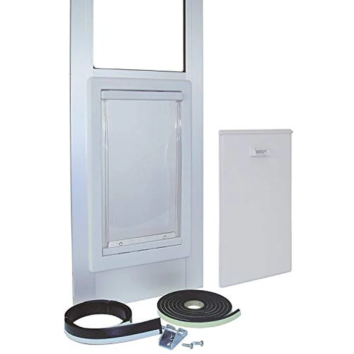 IDEAL PET PRODUCTS Since 1979 Ideal Pet Modular Aluminum Pet Patio Door with Single Pane Glass and Clear Flexible Flap. Fits up to 1” Aluminum Patio Track Width ONLY, Extra Large, White by Ideal Pet Products - Image 3