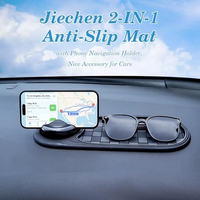 Universal Anti-Slip Car Dashboard Mat with 360 degrees Rotating Phone Holder - Multi-Functional Organizer Pad for Phones, Sunglasses, Keys, and Daily Essentials (Gray Black) by Jiechen - Image 8