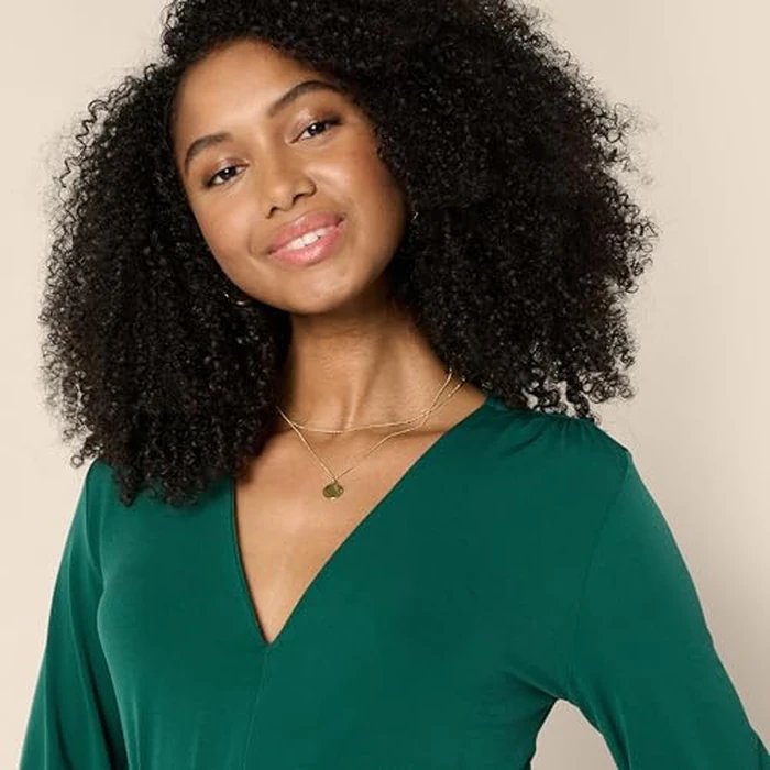 Amazon Essentials Women's Relaxed-Fit Matte Jersey V-Neck Wide-Leg Jumpsuit, Dark Green, X-Large by Amazon Essentials - Image 3