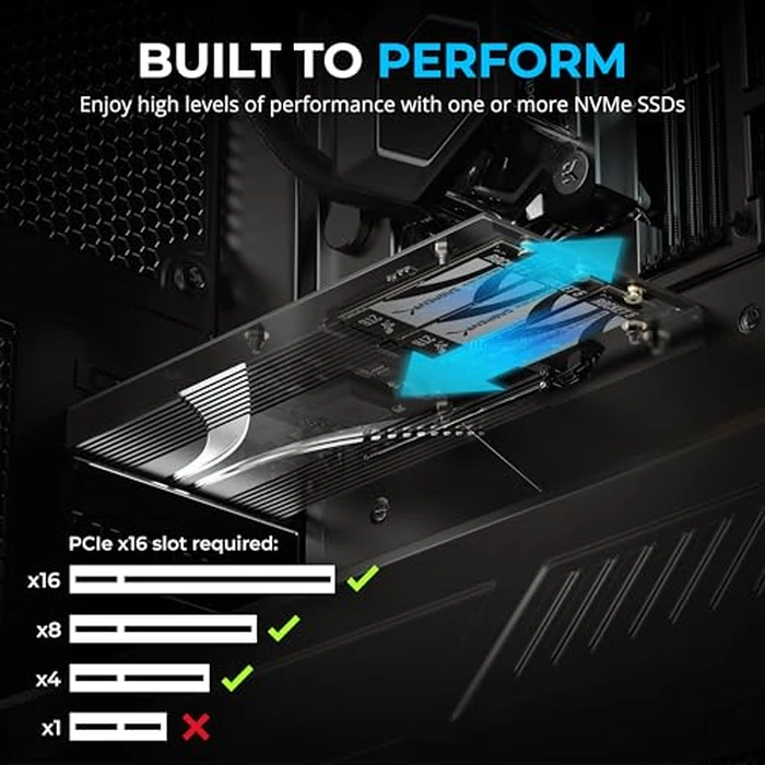 SABRENT PCIe 3.0 x4 Add-in Card with 10GbE and 3X M.2 NVMe SSD Slots, Tool-Free Aluminum Heatsink, Supports 2230/2242/2260/2280, No Bifurcation Required, NAS/Server/PC Compatible (EC-PM2L) by SABRENT - Image 3