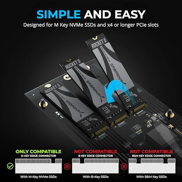 SABRENT PCIe 3.0 x4 Add-in Card with 10GbE and 3X M.2 NVMe SSD Slots, Tool-Free Aluminum Heatsink, Supports 2230/2242/2260/2280, No Bifurcation Required, NAS/Server/PC Compatible (EC-PM2L) by SABRENT - Image 4