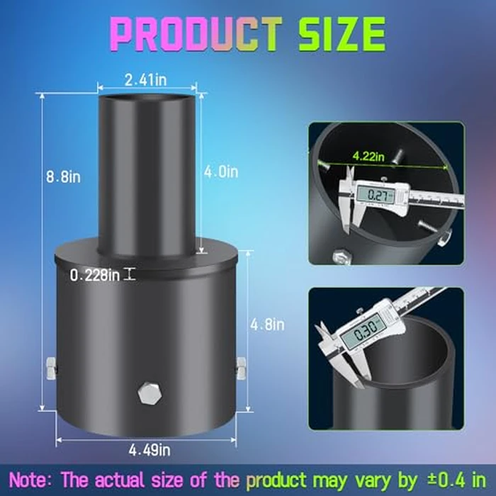 LEDMO 4" Round Poles Tenon Adaptor, Heavy Duty Slip Fitter Lighting with 2 3/8" O.D., Pole Top Vertical Mounting Tenon Adapter for Shoebox Street Poles Light by ledmo - Image 2