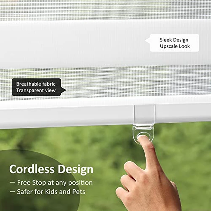 LUCKUP Cordless Zebra Blinds Roller Shades for Window-Dual Layer Sheer Blinds Light Control with Valance Day Night Privacy Light Filtering Fabric, 42" W x 48" H (W106.7xH122cm), White by LUCKUP - Image 3