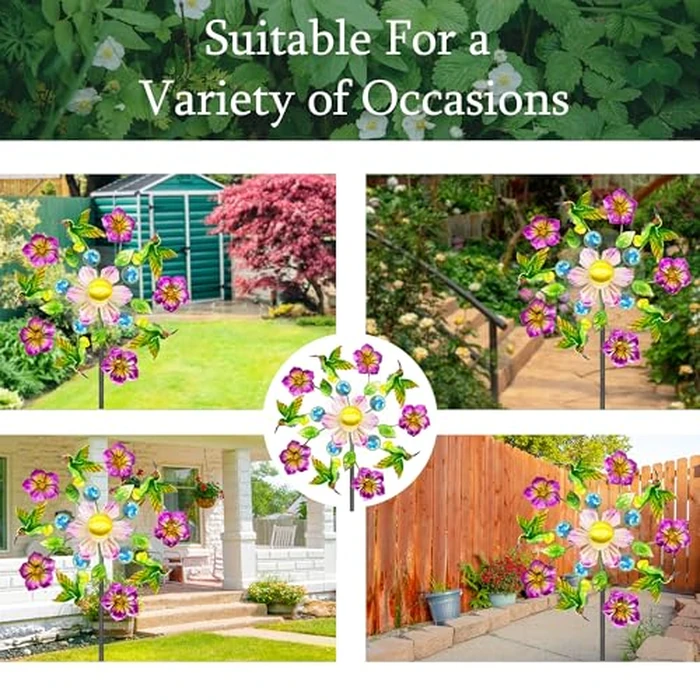 Solar Wind Spinners Outdoors for Yard and Garden - 40 Inch Metal Wind Sculpture, Outdoor Kinetic Windmill with Multi-Color Led Lights for Patio, Lawn & Garden Decoration (Magpies) by Yourongmao - Image 5