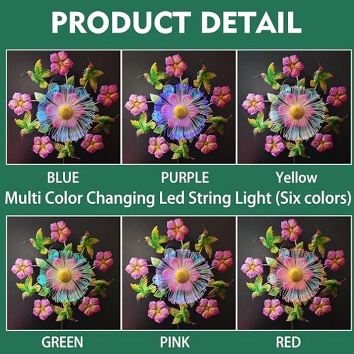 Solar Wind Spinners Outdoors for Yard and Garden - 40 Inch Metal Wind Sculpture, Outdoor Kinetic Windmill with Multi-Color Led Lights for Patio, Lawn & Garden Decoration (Magpies) by Yourongmao - Image 6