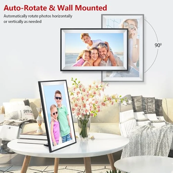 Frameo Digital Photo Frame 10.1 Inch Smart WiFi Digital Picture Frame, IPS Touch Screen, 32GB, Electronic Slideshow, Load from Phone App, Auto-Rotate, for Grandparents & Mothers Day by Youyu - Image 5