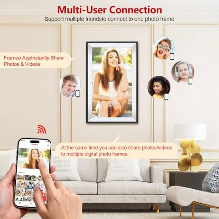 Frameo Digital Photo Frame 10.1 Inch Smart WiFi Digital Picture Frame, IPS Touch Screen, 32GB, Electronic Slideshow, Load from Phone App, Auto-Rotate, for Grandparents & Mothers Day by Youyu - Image 6