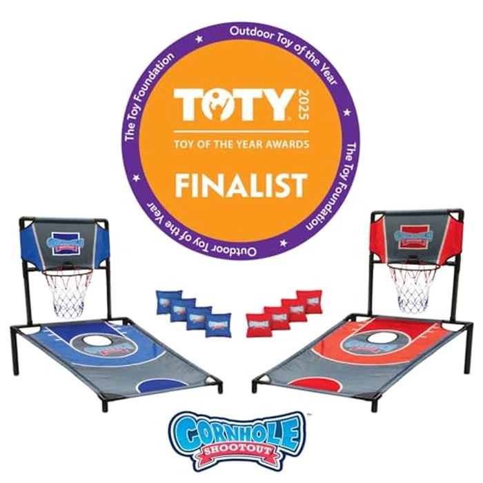 Cornhole Shootout Sports Basketball Net Cornhole Board Set, Basketball & Cornhole in One, Includes 8 Red/Blue Bean Bags, Convenient Carrying Case, Tailgating Fun by CORNHOLE SHOOTOUT - Image 2
