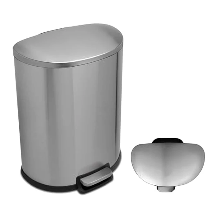 QUALIAZERO 50L/13 Gallon Stainless Steel Trashcan, Soft Close Lid & Smudge-Free Finish, Ideal for Home and Business Use, D Shape (Stainless Steel) by QUALIAZERO - Image 1