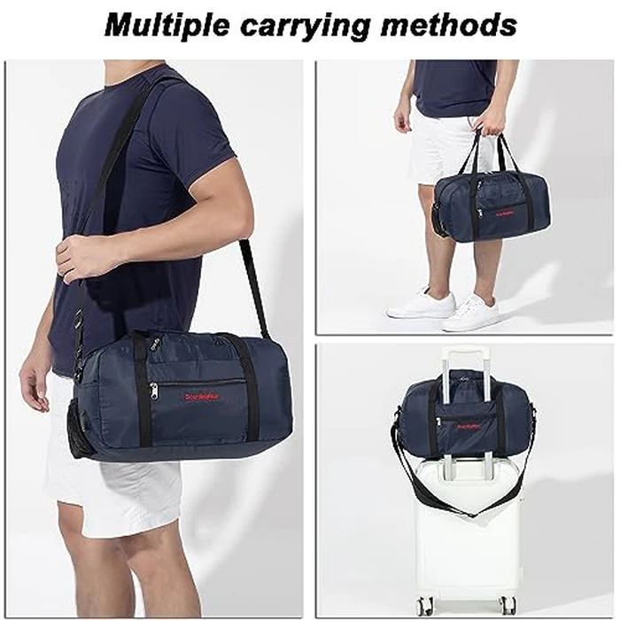 17x10x9 United Airline Personal Item Under Seat Duffel Bag With Free Pillow And USB Port (Navy) by Boardingblue - Image 5