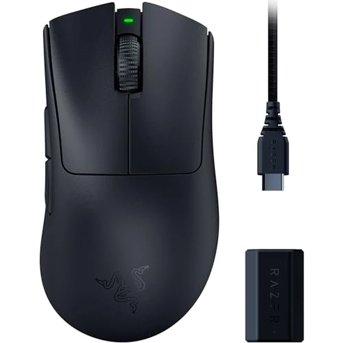 Razer DeathAdder V3 Pro Wireless Gaming Mouse + Hyperpolling Wireless Dongle: 63g Ultra Lightweight - Focus Pro 30K Optical Sensor - Optical Switches Gen-3-5 Programmable Buttons - Black by Razer - Image 1