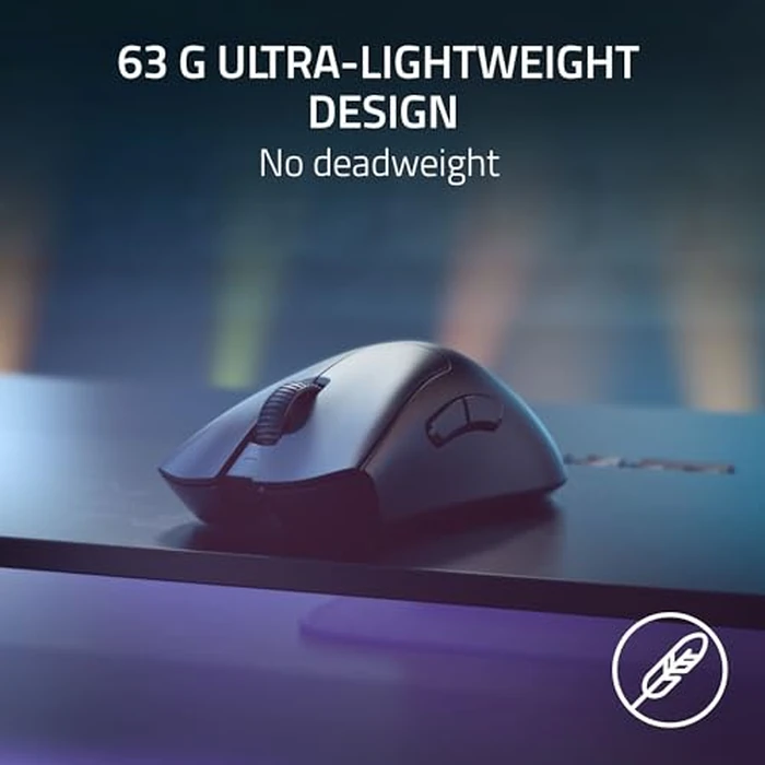 Razer DeathAdder V3 Pro Wireless Gaming Mouse + Hyperpolling Wireless Dongle: 63g Ultra Lightweight - Focus Pro 30K Optical Sensor - Optical Switches Gen-3-5 Programmable Buttons - Black by Razer - Image 4