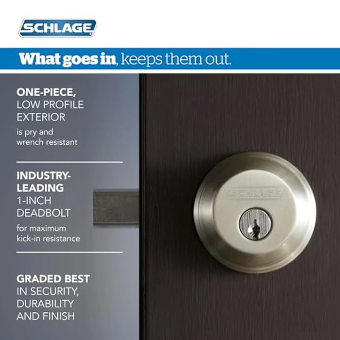 Schlage FB50N G BWE 622 Single Cylinder Deadbolt and Keyed Entry Bowery Knob, Matte Black by SCHLAGE - Image 3