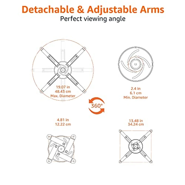 Amazon Basics Tilting Projector Bracket Mount for Ceiling and Wall, 15 kg / 33lbs Capacity, White by Amazon Basics - Image 4