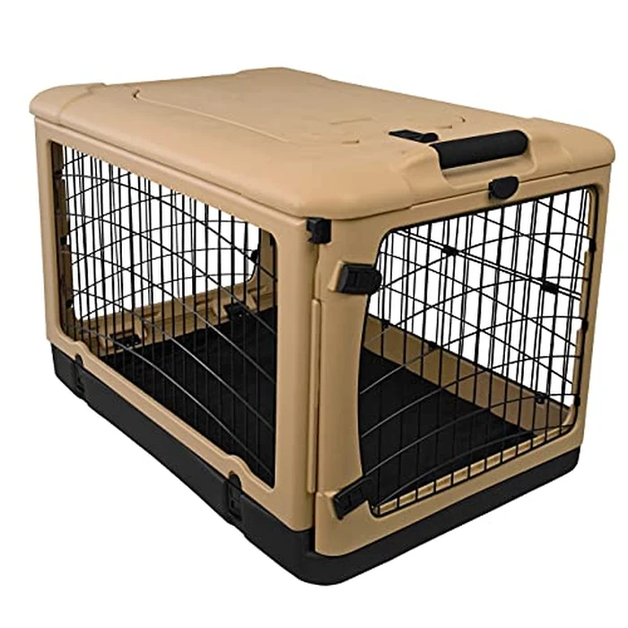 Pet Gear “The Other Door” 4 Door Steel Crate for Dogs/Cats with Garage-Style Door, Includes Plush Bed + Travel Bag, No Tools Required, New Tan, 42 Inch by PET GEAR INC - Image 4