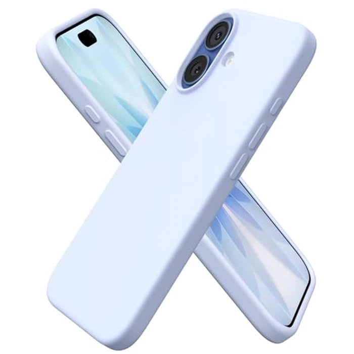 ORNARTO Compatible with iPhone 17 Case,Slim Liquid Silicone 3 Layers Soft Gel Rubber Shockproof Protective Phone Case for iPhone 17 6.3" with Anti-Scratch Microfiber Lining-Baby Blue by ORNARTO - Image 1
