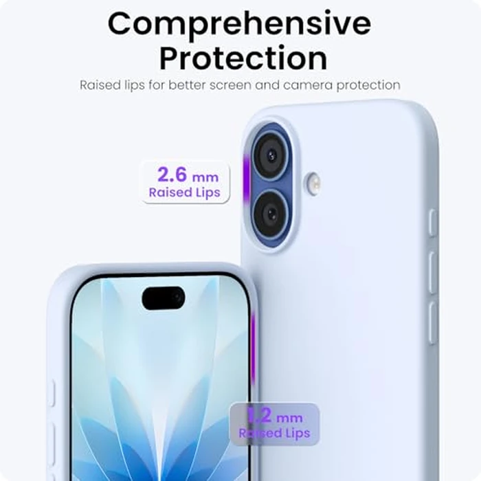 ORNARTO Compatible with iPhone 17 Case,Slim Liquid Silicone 3 Layers Soft Gel Rubber Shockproof Protective Phone Case for iPhone 17 6.3" with Anti-Scratch Microfiber Lining-Baby Blue by ORNARTO - Image 5