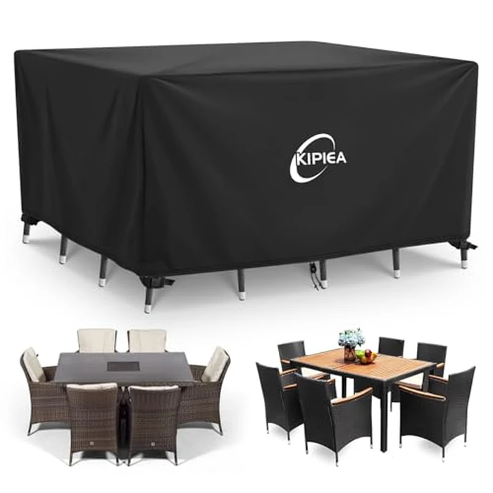 Kipiea 600D Patio Furniture Covers Waterproof Winter, Outdoor Furniture Set Covers for Table Chairs, Heavy-Duty Outdoor Sofa Covers with Anti UV and No Tears, No Fading (58" L x 34" W x 28" H） by Kipiea - Used - Very Good condition - CA$47.56