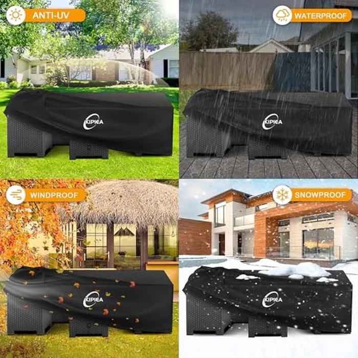 Kipiea 600D Patio Furniture Covers Waterproof Winter, Outdoor Furniture Set Covers for Table Chairs, Heavy-Duty Outdoor Sofa Covers with Anti UV and No Tears, No Fading (58" L x 34" W x 28" H） by Kipiea - Image 6
