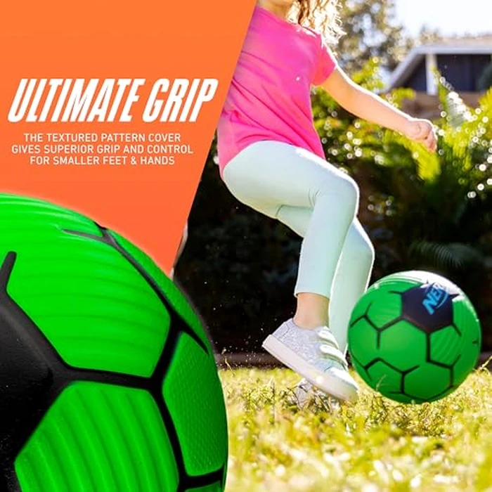 Nerf Kids Foam Mini Soccer Ball - Proshot Youth Soccer Ball - 7" Indoor + Outdoor Toy for Kids + Toddlers - Green/Blue by Nerf - Image 3