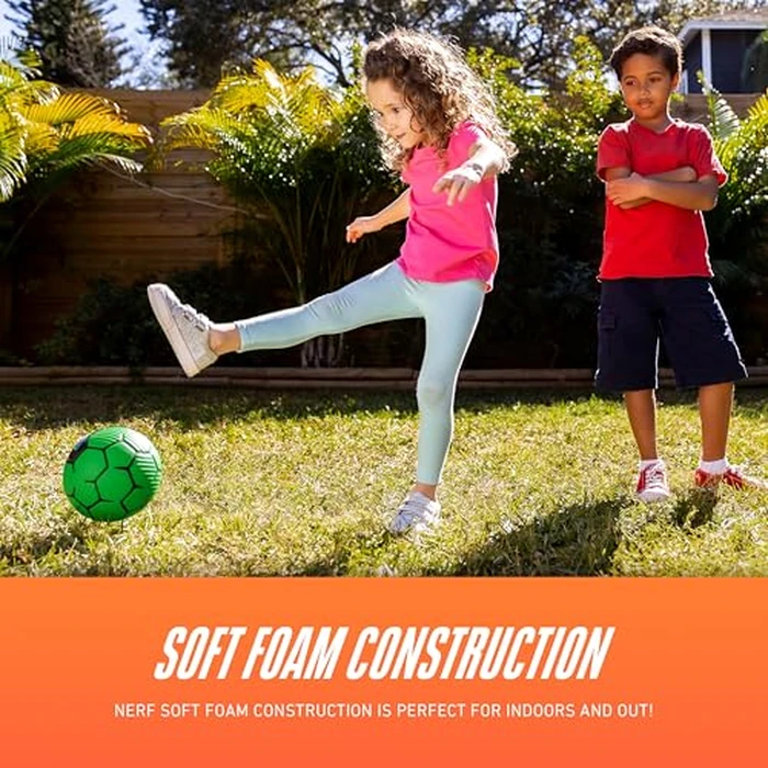 Nerf Kids Foam Mini Soccer Ball - Proshot Youth Soccer Ball - 7" Indoor + Outdoor Toy for Kids + Toddlers - Green/Blue by Nerf - Image 5