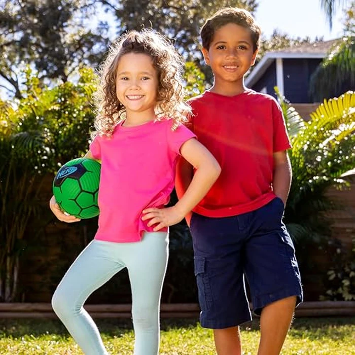 Nerf Kids Foam Mini Soccer Ball - Proshot Youth Soccer Ball - 7" Indoor + Outdoor Toy for Kids + Toddlers - Green/Blue by Nerf - Image 7