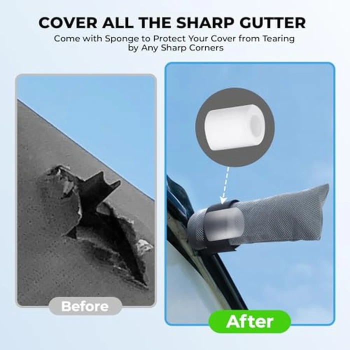 Fonzier Class C RV Cover 26-29ft, 7 Layer Top Heavy Duty Camper Cover, Extra-Thick Waterproof Windproof Anti-UV Rip-Stop Class C Motorhome Cover with 2Pcs Extra Straps, 6 Gutter Covers & 4 Tire Covers by Fonzier - Image 7