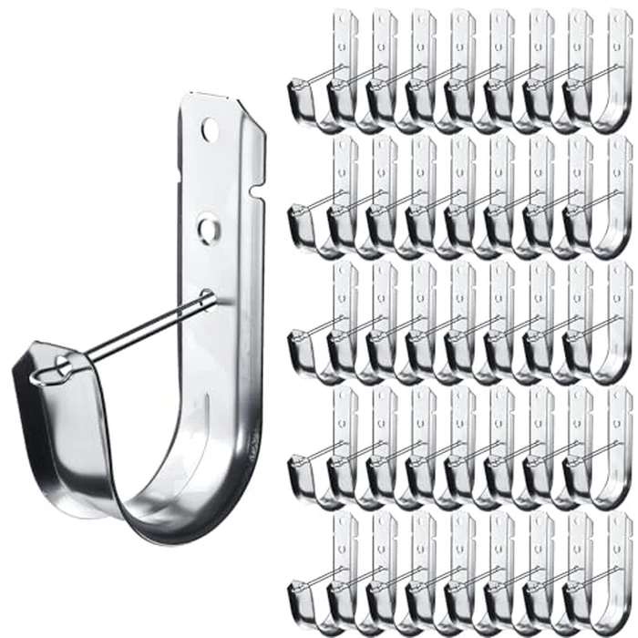 MBJZSL 2-Inch 100 Pcs Cable Support, J Hooks Heavy Duty Galvanized Steel Cable Hooks Wire Management J Hooks for Attaching Wall Mounting to Vertical Surfaces, Silver by MBJZSL - Image 1
