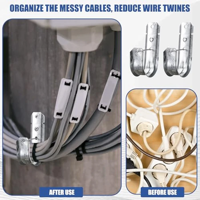 MBJZSL 2-Inch 100 Pcs Cable Support, J Hooks Heavy Duty Galvanized Steel Cable Hooks Wire Management J Hooks for Attaching Wall Mounting to Vertical Surfaces, Silver by MBJZSL - Image 6