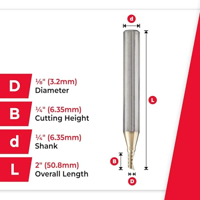 Amana Tool CNC Solid Carbide Spiral O Flute Up-Cut, Aluminum Cutting Router Bit, ZrN Coated, 51474-Z, 1/8 D x 1/4 CH x 1/4 SHK x 2 Inch L by Amana Tool - Image 4