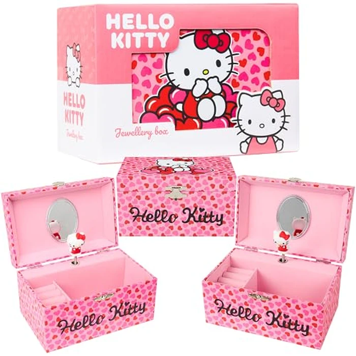 Hello Kitty Sanrio Musical Jewelry Box for Girls Teens Women Kawaii Wind Up Music Box Jewelry Organizer Ring Holder Gifts for Women (Pink by Hello Kitty - Used - Very Good condition
