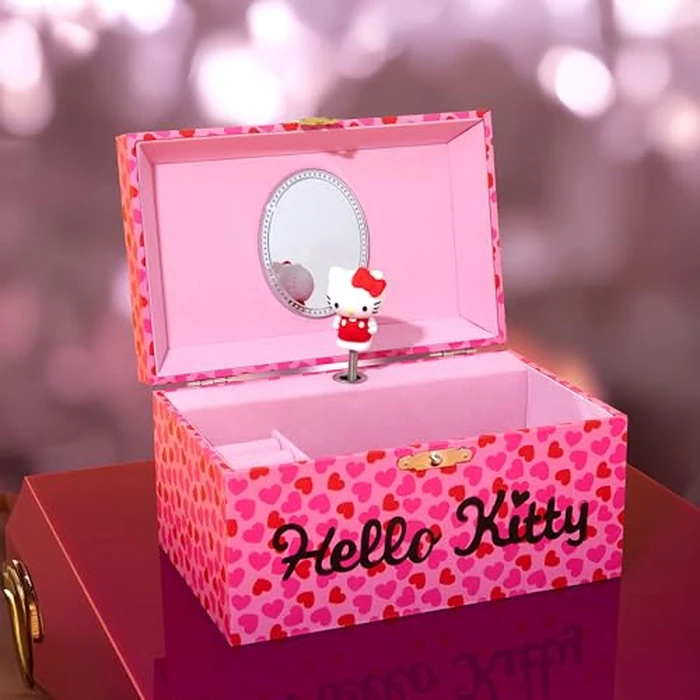 Hello Kitty Sanrio Musical Jewelry Box for Girls Teens Women Kawaii Wind Up Music Box Jewelry Organizer Ring Holder Gifts for Women (Pink by Hello Kitty - Image 5