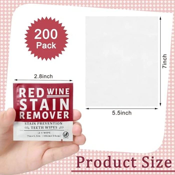 Loopeer 200 Pack Red Wine Stain Remover Wipes for Teeth and Lips Wine Prevention Teeth Wipes by Loopeer - Image 2