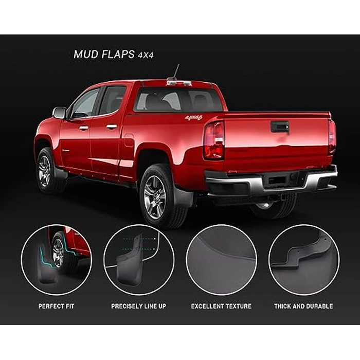 Tecoom Mud Flaps for Chevy Colorado/GMC Canyon Without Flares 2015-2022 Mud Guards Splash Guards Front and Rear Black Set of 4 by Tecoom - Image 3