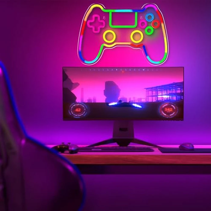 Gamer Neon Sign, Gamepad Shaped RGB LED Neon Lights Scrolling Color Changing Flashing Modes Game Controller Gaming Light Sign for Gamer Room Wall Decor, Video Game Gifts for Teens, Boys by Lurevia - Image 2