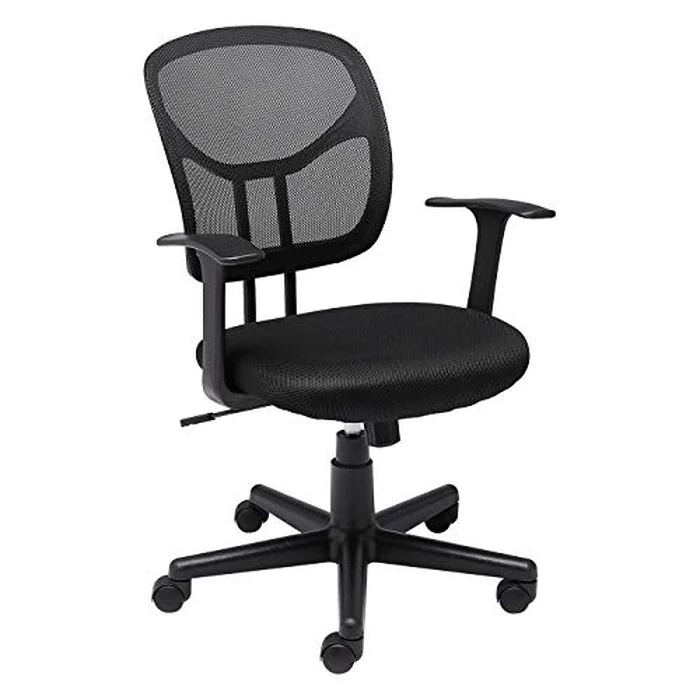 Amazon Basics Breathable Mesh Mid-Back Office Desk Chair with Armrests, Lumbar Support, 360-Degree Swivel, Adjustable-Height, Black by Amazon Basics - Used - Very Good condition