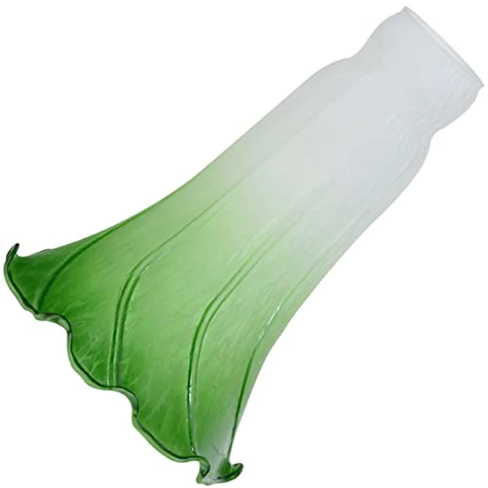 Bieye LS05 Lily Flower Blown Glass Lampshade (White Green, Opening I.D. 1.26" x O.D. 1.5") by Bieye - Image 1