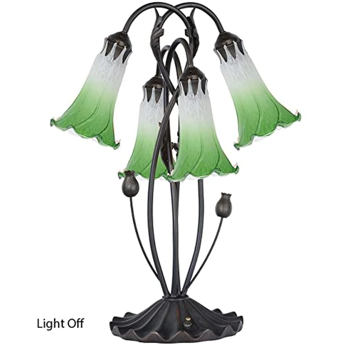 Bieye LS05 Lily Flower Blown Glass Lampshade (White Green, Opening I.D. 1.26" x O.D. 1.5") by Bieye - Image 6