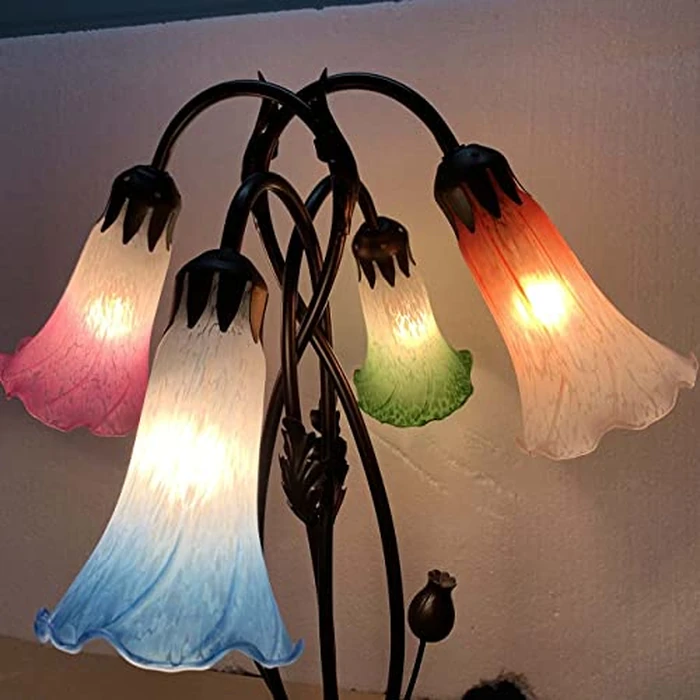 Bieye LS05 Lily Flower Blown Glass Lampshade (White Green, Opening I.D. 1.26" x O.D. 1.5") by Bieye - Image 8