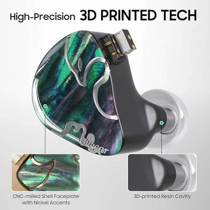 HiFiGo IEMs Juzear x Z Reviews Defiant in Ear Monitor, 1DD +3BA Hybrid Drivers Earphone, HiFi Wired Gaming IEM Earbuds with Detachable Cable for Musician Audiophile Gamer (Rainbow) by HiFiGo - Image 4