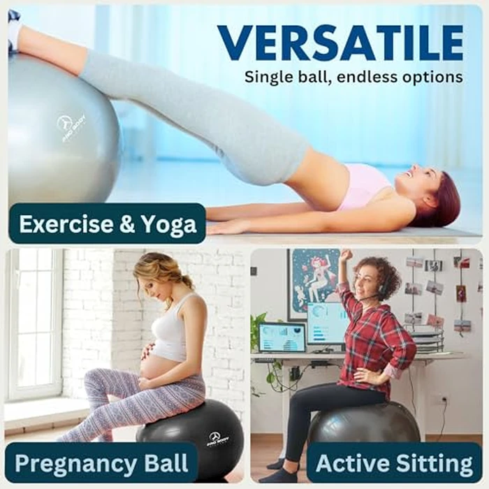 ProBody Pilates Yoga Ball Chair, Exercise Ball Chair with Base or Stand for Home Office Desk Sitting or Workout, Balance Ball & Stability Ball Seat for Back, abs (Black, 27-30 inches/68-75 cm) by ProBody Pilates - Image 6