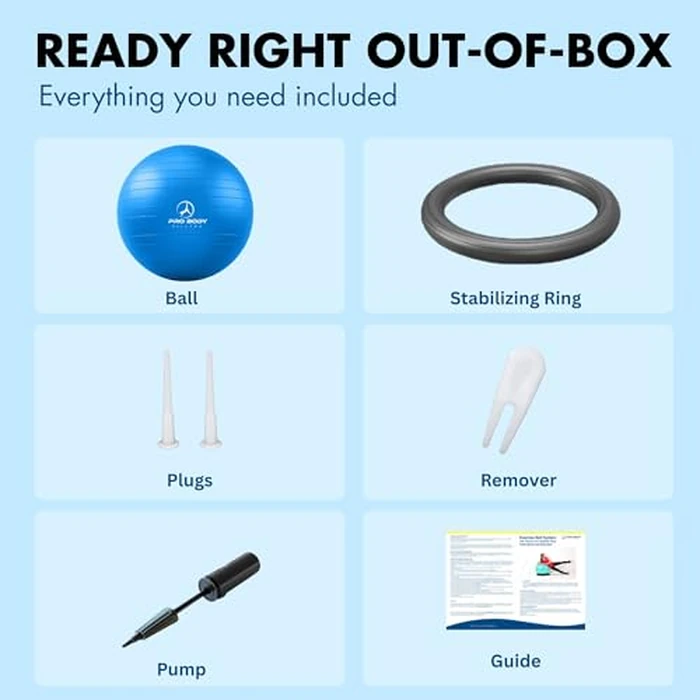 ProBody Pilates Yoga Ball Chair, Exercise Ball Chair with Base or Stand for Home Office Desk Sitting or Workout, Balance Ball & Stability Ball Seat for Back, abs (Black, 27-30 inches/68-75 cm) by ProBody Pilates - Image 7