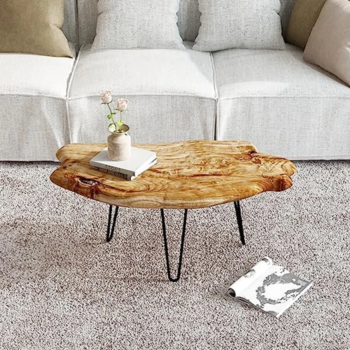 WELLAND Live Edge Cedar Wood Coffee Table Metal Hairpin Legs 32.5" W x 17" D x 16" H for Living Room, Patio, Bedroom, Home Office by WELLAND - Image 1