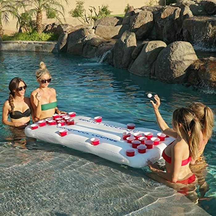 GoPong Pool Lounge Beer Pong Inflatable with Social Floating, White by GoPong - Image 3